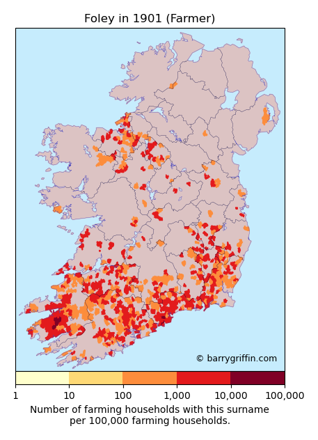 FOLEY Farmer Surname Map in 1901}