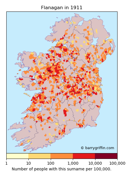 FLANAGAN Surname Maps of Ireland