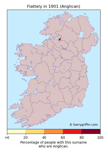 FLATTELY Anglican Surname Map in 1901}