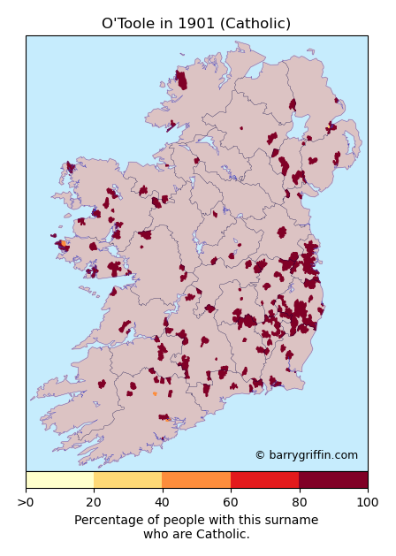 OTOOLE Surname Maps of Ireland
