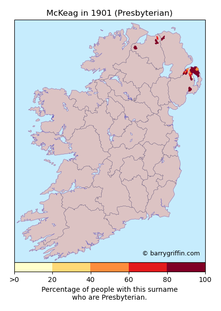 MACKEAG Presbyterian Surname Map in 1901}